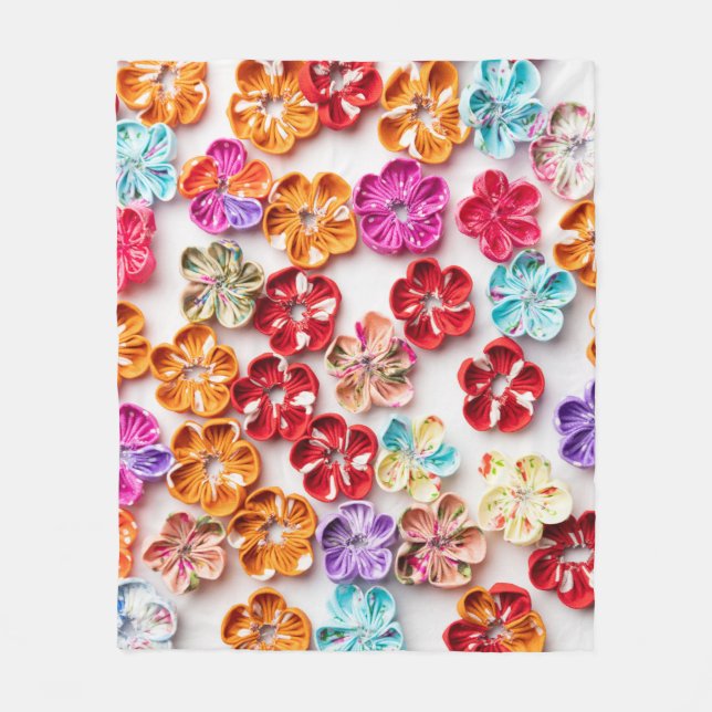 Cobertor De Velo Flores Multicolor de tecido feitas à mão na Primav (Frente)