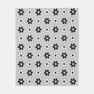 Cobertor De Velo Flores Negras e Brancas Modernas em Cinzas Pratead