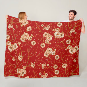 Cobertor De Velo Flores pequenas no teste padrão vermelho