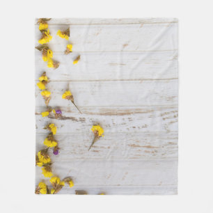 Cobertor De Velo Flores primavera amarelas, decor de prancha branca