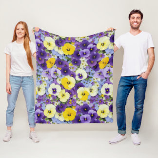 Cobertor De Velo Flores Púrpuras e Amarelas