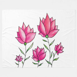 Cobertor De Velo Flores Rosa Bonito Cinza Minimalista Arte de Aquar
