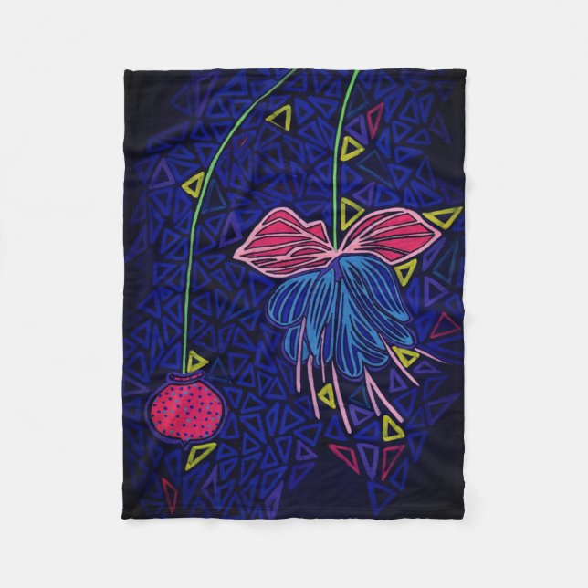 Cobertor De Velo Flores rosa e azuis (Frente)