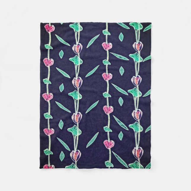 Cobertor De Velo Flores rosa e roxa (Frente)