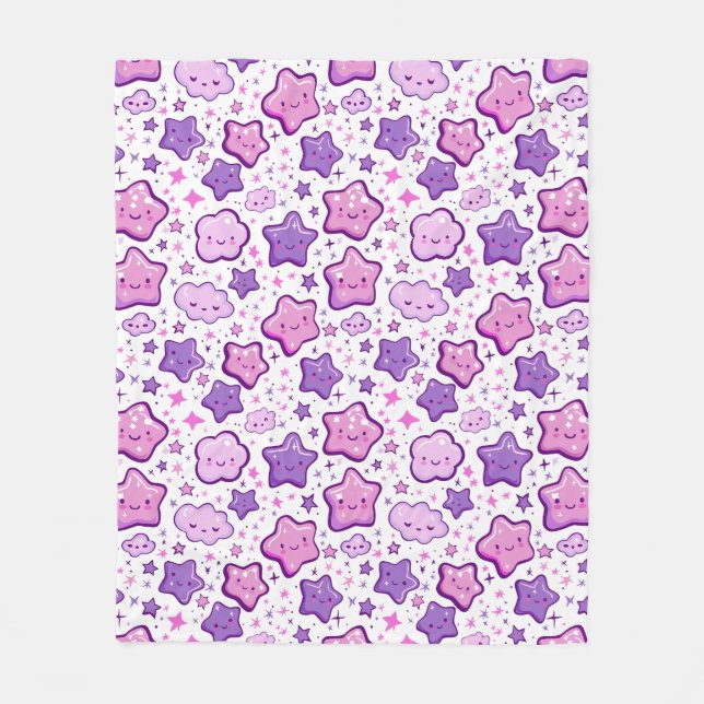 Cobertor De Velo Flores Roxas Cloud Kawaii Cute Blanket (Frente)