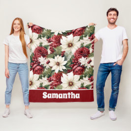 Cobertor De Velo Flores Russas de Natal Vintage deixam padrão