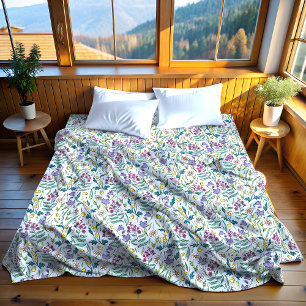Cobertor De Velo Flores-selvagens Blue Fleece Blanket, Grande