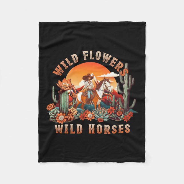 Cobertor De Velo Flores Selvagens de Cavalos Soltos - Ho Selvagem (Frente)
