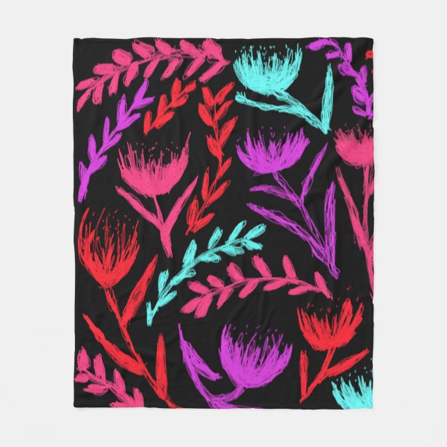 Cobertor De Velo Flores selvagens em Cores aquele POP! (Frente)