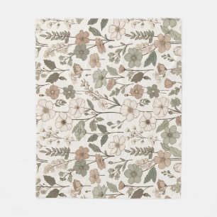 Cobertor De Velo Flores Silvestres Arejadas em Creme e Sage