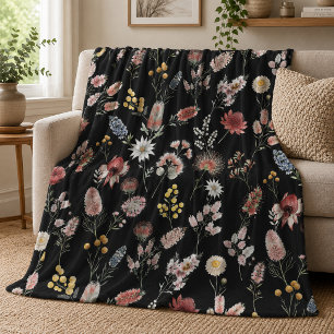 Cobertor De Velo Flores Silvestres Românticas e Sombrias em Aquarel