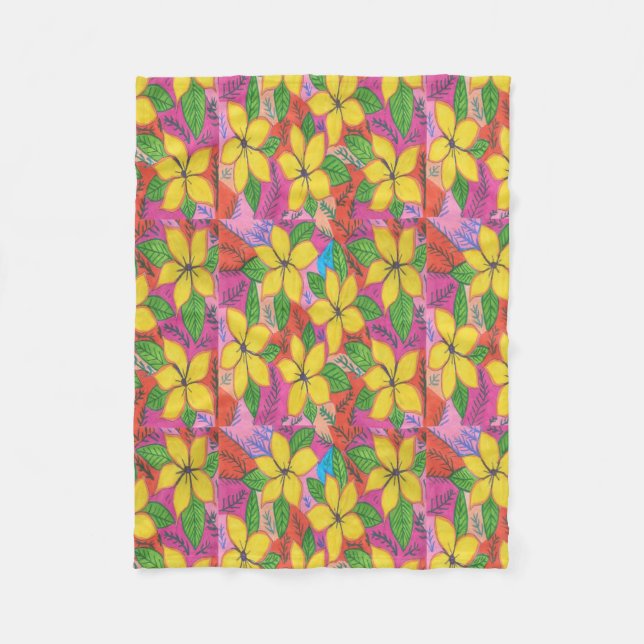 Cobertor De Velo Flores Tropicais De Plumeria (Frente)