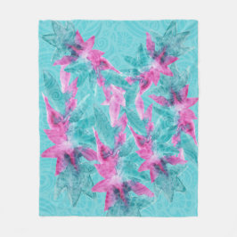 Cobertor De Velo Flores Turquesas-Rosa-Abstrato Havaianas