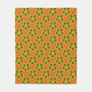 Cobertor De Velo Flores verdes, amarelas, cor de laranja vívida