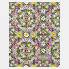 Cobertor De Velo Flores Violetas Brancas E Rosa