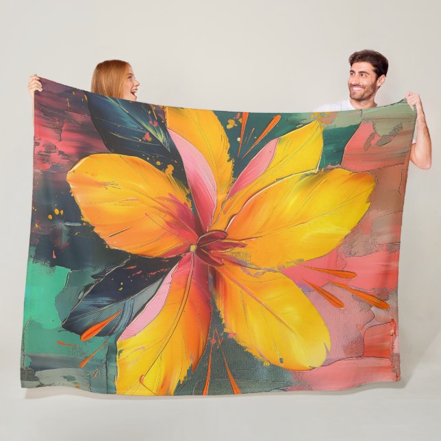 Cobertor De Velo Florescer Dourado – Expressão Floral Abstrata Vibr (In Situ)