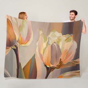 Cobertor De Velo Florescimento Silencioso – Tulipas Abstratas em Ou