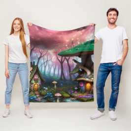 Cobertor De Velo Floresta Encantada Dreamscape Mushroom Fantasy Fai