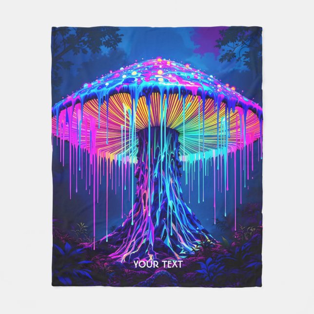 Cobertor De Velo Floresta Surreal Fantasy Cute Mushroom (Frente)