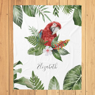Cobertor De Velo Floresta Tropical Arara Escarlata Nome Personaliza