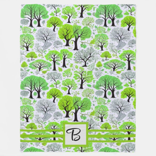Cobertor De Velo Floresta Verde Monogramada (Frente)