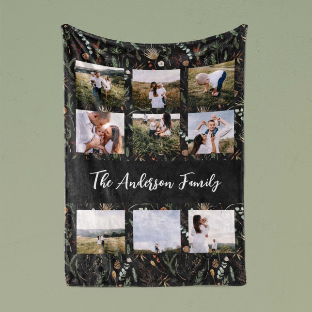 Cobertor De Velo Flórida botânica de 9 fotos, preto moderno, (Criador carregado)