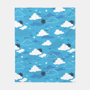 Cobertor De Velo Fluffy Cloud Sunny Blue Sky Patterno