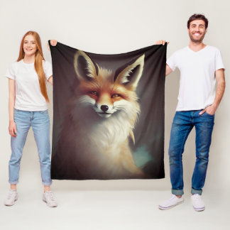 Cobertor De Velo Fluffy Fantasy Red Fox Watercolor