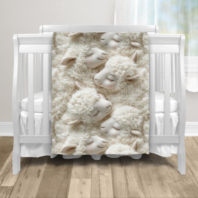 Cobertor De Velo Fluffy Lamb Baby (Cute fluffy lamb neutral baby blanket. You can add a color to the back side.)