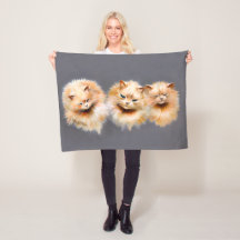 Fluffy Persian Cats Vintage Whimsical Art Throw