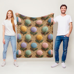 Cobertor De Velo Fluffy Pom-Pom Flores com um Toque de Fantasia
