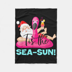 Cobertor De Velo Flutuador de Flamingo do Papai Noel É a Sea-sun Na
