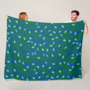 Cobertor De Velo Fluxo Elemental Esmeralda Verde Cobalto Azul com F