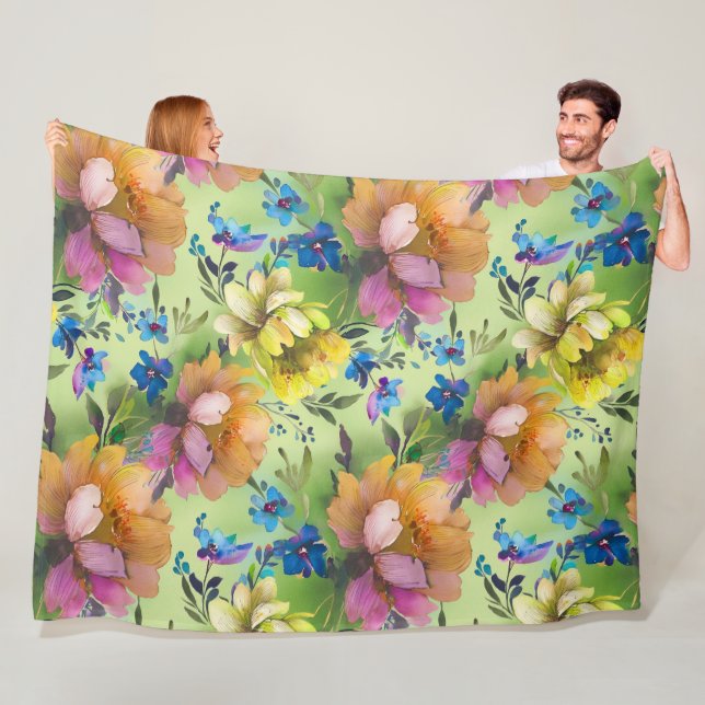 Cobertor De Velo Fluxos de Aquarela padrão sem costura 1 (In Situ)