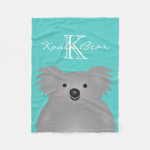 Cobertor De Velo Fofinho bonito Austrália Bebê Koala Bear Monograma