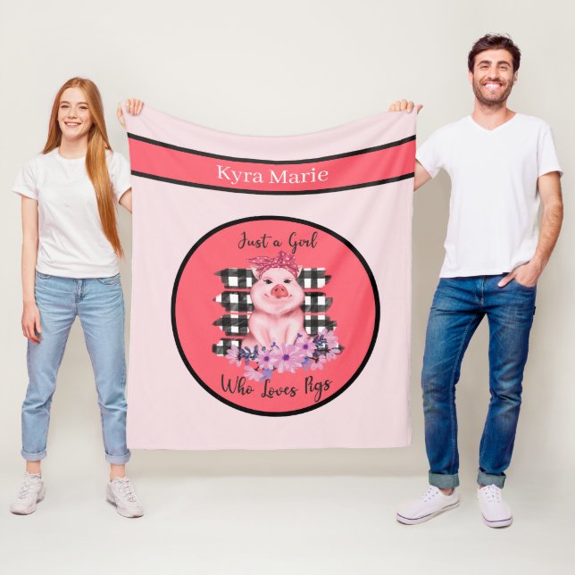 Cobertor De Velo fofos amantes de porcos acrescentam nome Fleece Bl (In Situ)