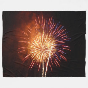 Cobertor De Velo Fogo de Artifício Vermelho, Branco e Azul I Patrió