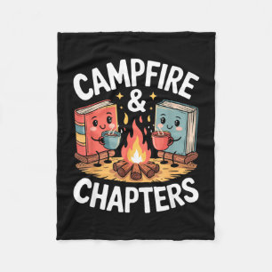 Cobertor De Velo Fogueira e mascotes de livro de acampamento lendo