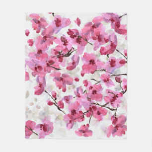 Cobertor De Velo Fogueira Rosa Blossoms Aquarela Sem Olho.