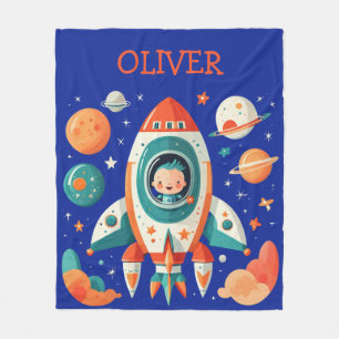 Cobertor De Velo Foguete Espacial Fofo e Astronauta Personalizado