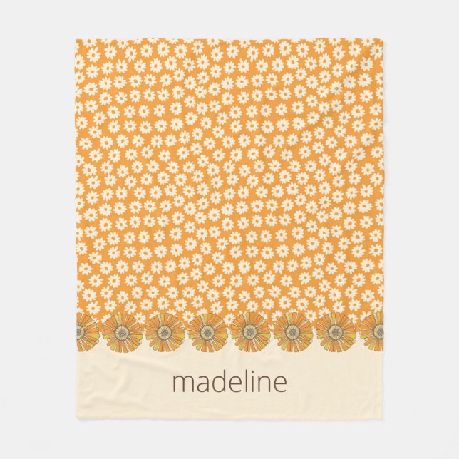 Cobertor De Velo Foguete Floral do Groové Laranja Retro (Frente)