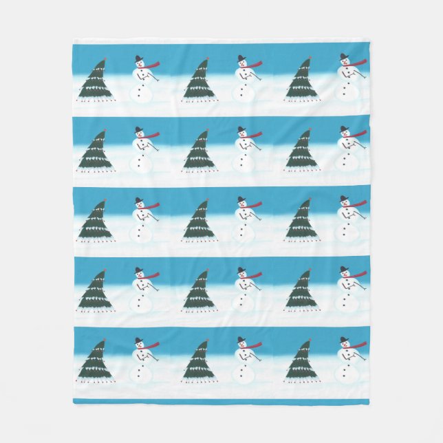 Cobertor De Velo Foguetes de Natal de Snowman (Frente)