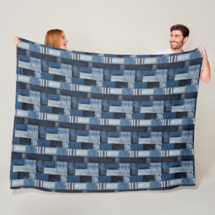 Cobertor De Velo Folchwork Denim Tecido Art Illustration No5