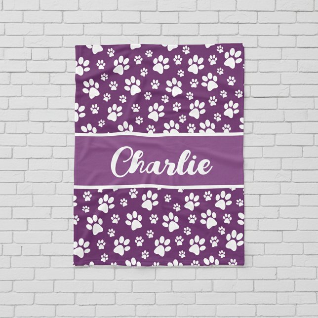 Cobertor De Velo Folha Cozy Imprimir Cobertura Personalizada de Cac (Purple cozy dog blanket - personalized with name)