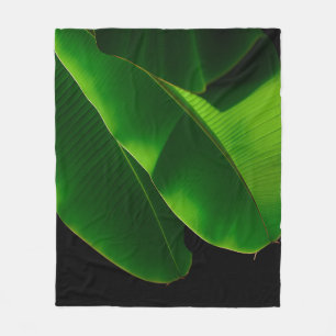 Cobertor De Velo Folha de Banana Verde Vibrante Tropical Closeup