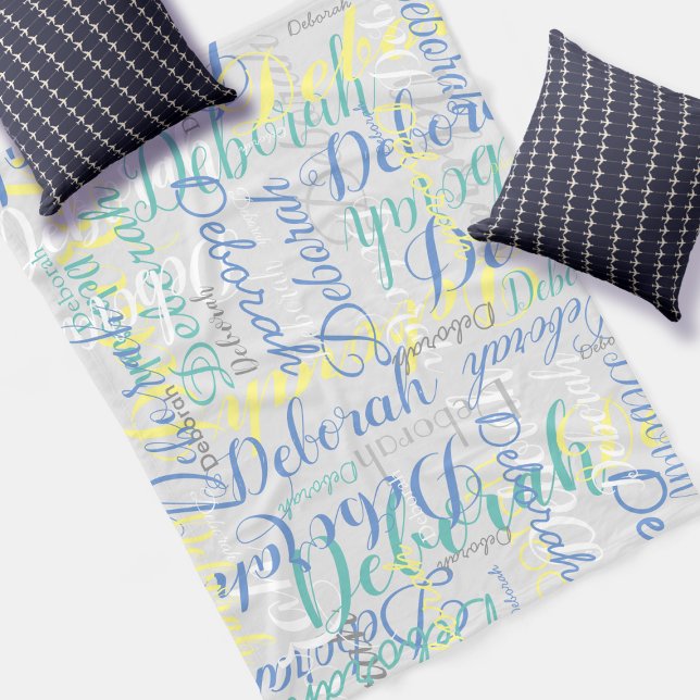 Cobertor De Velo Folha de Cinza pálida com nome repetido (Criador carregado)