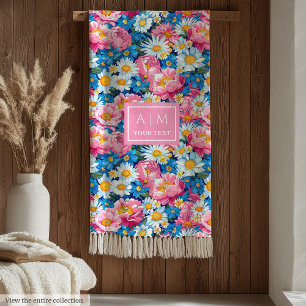 Cobertor De Velo Folha de monograma de pré-disquete, azul-pastel e 