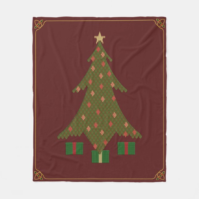 Cobertor De Velo Folha de Natal Inclinada (Frente)