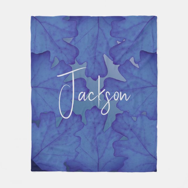 Cobertor De Velo Folha de Oak Azul Personalizada (Frente)