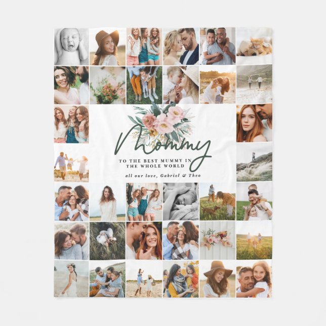 Cobertor De Velo Folha de presente de mamãe multibela floral (Frente)